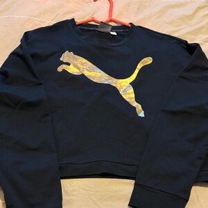 Puma Black Sweatshirt with Shiny Gold Logo
